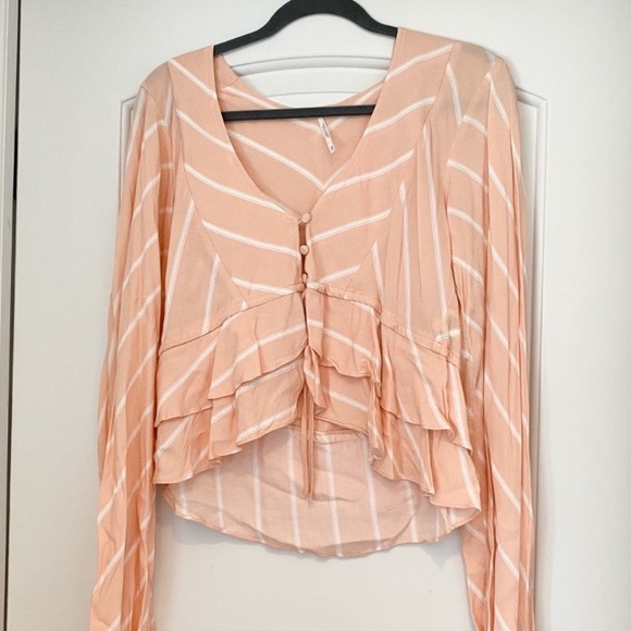 Free People Samifran Ruffle Top in Peach size XS - Picture 2 of 4